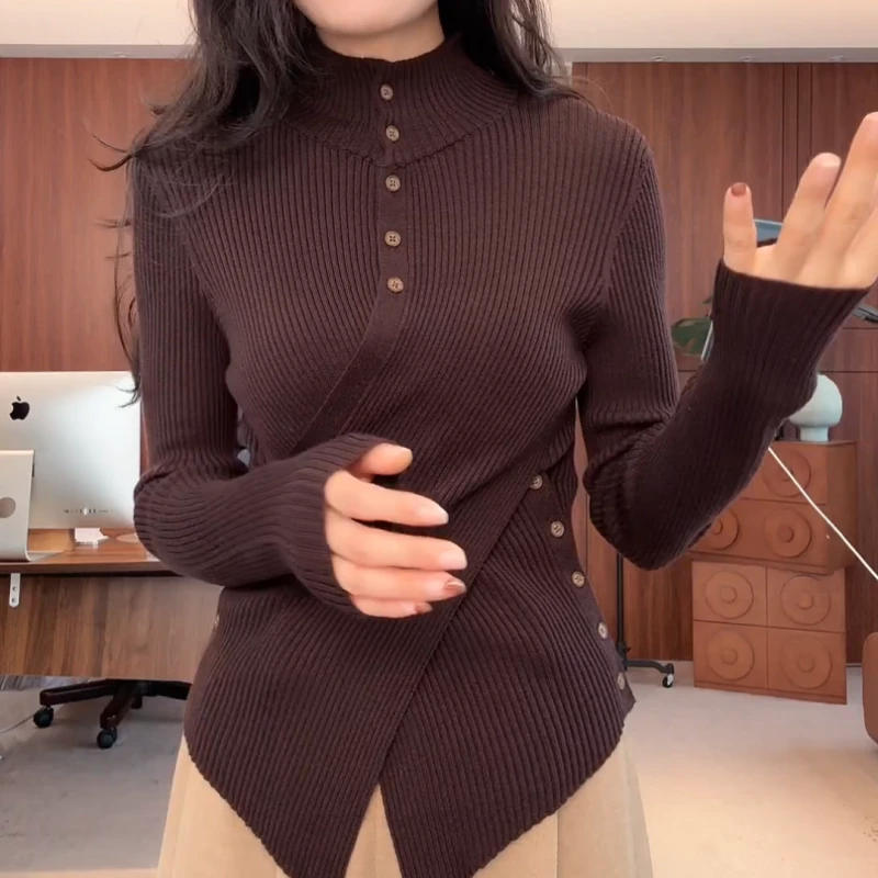 2025秋冬新款拼接圆领设计师时尚针织衫上衣LK2508073