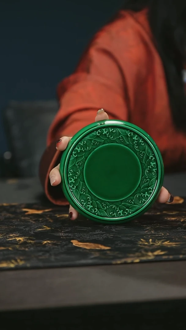 【闪购商品】瓷唐里郎窑绿海浪纹壶承