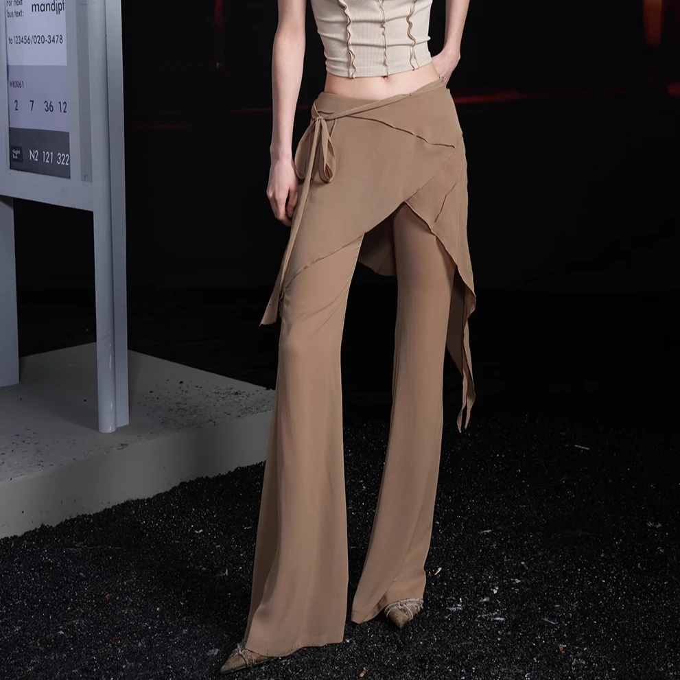 NN-NORTH NODE 雪纺薄款裙裤荷叶边遮胯长裤