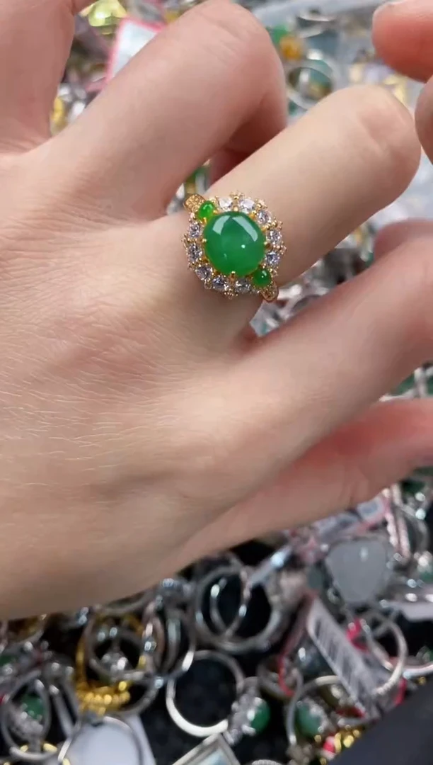 银S925镶嵌戒指翡翠333   5