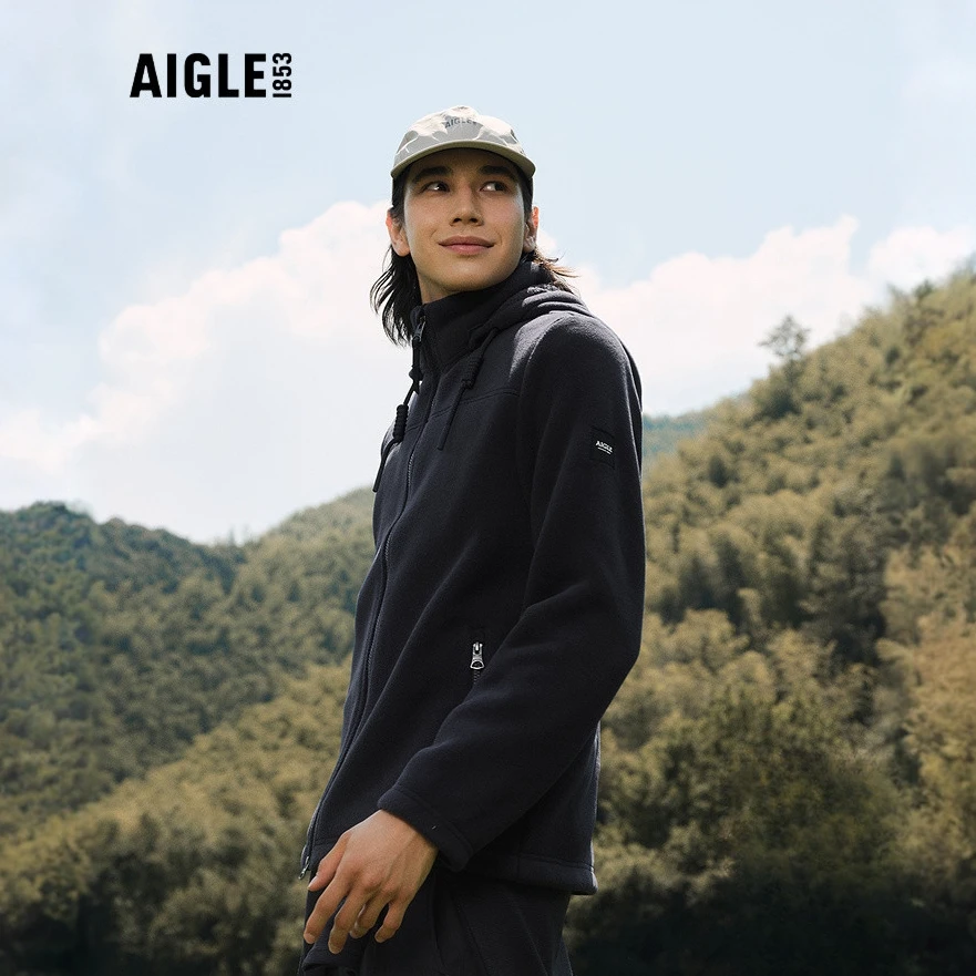 【25新款全拉抓绒】AIGLE艾高户外保暖防风抓绒加绒立领外套男BP12