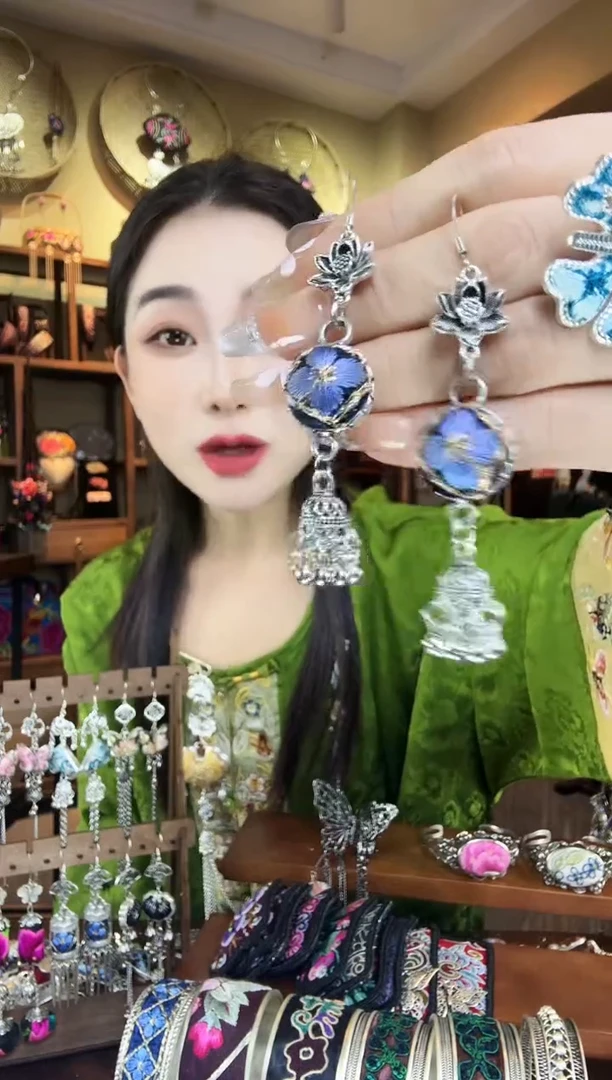 刺绣非遗刺绣民族风耳环