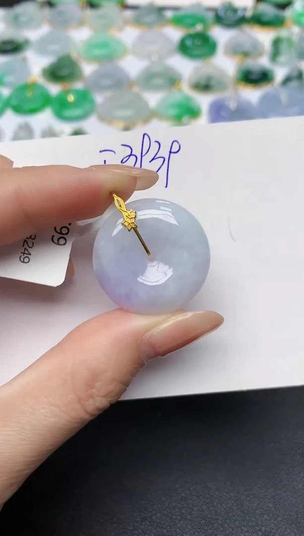 颈饰18K金镶嵌翡翠天然缅甸A货翡翠百元以上9元证书费自理