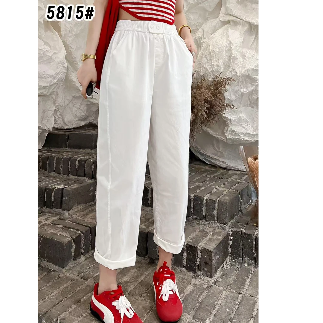 （大码女装）—5815简约百搭休闲女夏季高腰宽松显瘦直筒阔腿裤