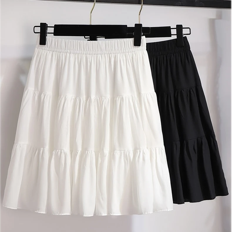 高腰a版裙短裙少女感基础半身裙黑色不规则显瘦裙子夏季春夏