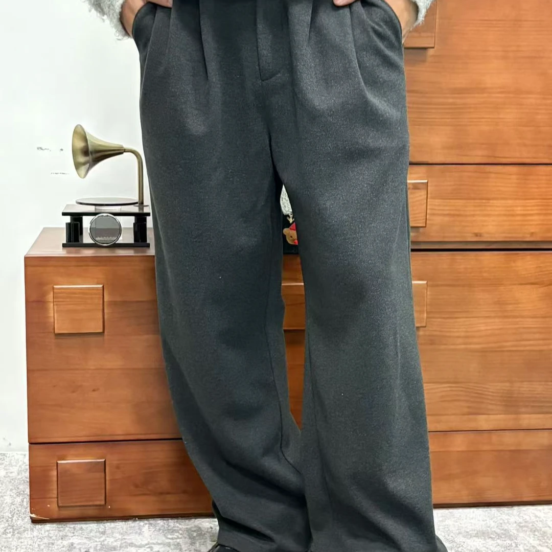 毛呢面料 柔软亲肤 秋冬双褶休闲西裤 简约韩系