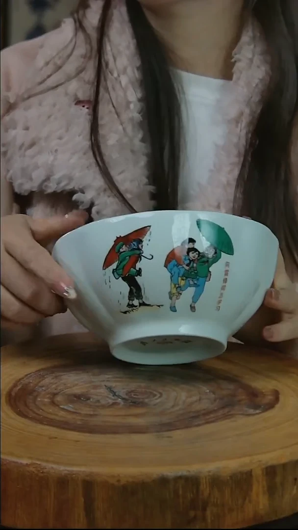 摆件陶撑伞大面碗