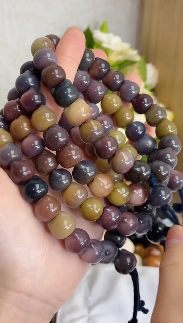 菩提根/象牙果手串紫美人玉化猫头13mm手持