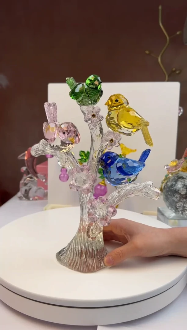 云泰水晶琉璃摆件  喜鹊