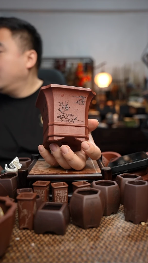 紫砂花盆清***雪長木軒精品紫砂