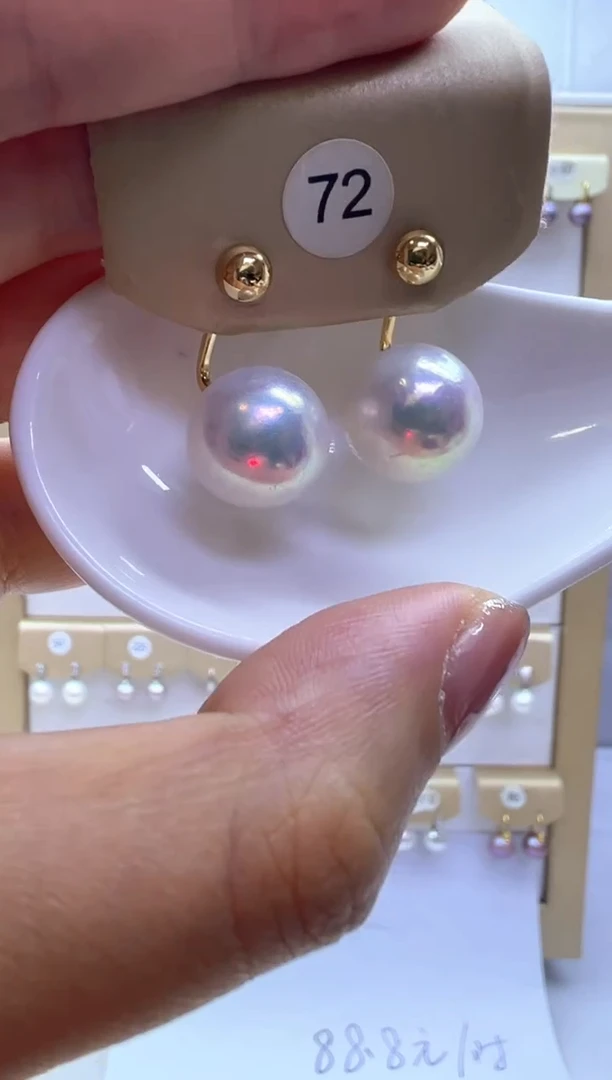 银S925镶嵌淡水珍珠耳饰72