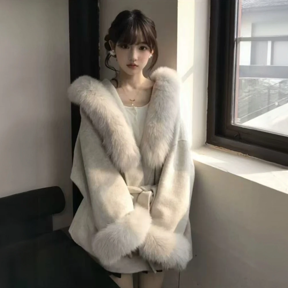 毛茸茸呢子大衣女春冬留洋千金高级感超好看温柔风毛呢外套小个子