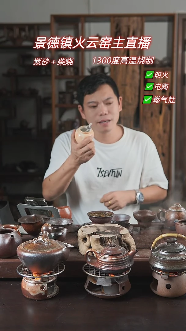 紫砂全手工白泥油灯（冬瓜型）