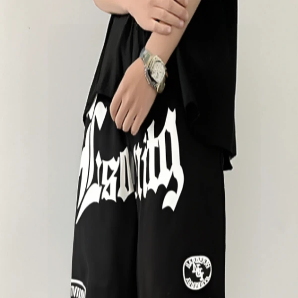 2025新款美式抽绳夏季冰丝短裤刺绣帅气五分裤