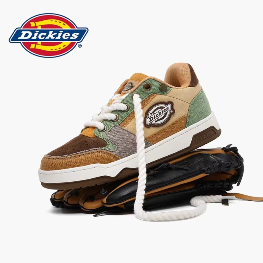 Dickies2025秋季新款透气低帮百搭运动休闲板鞋潮鞋男厚底面包鞋