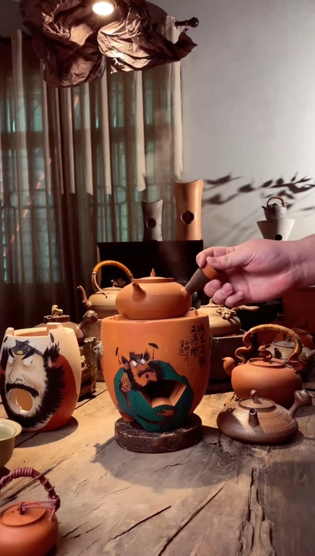 【闪购商品】壶一步到位钟馗炉加鸡蛋黄红泥侧把