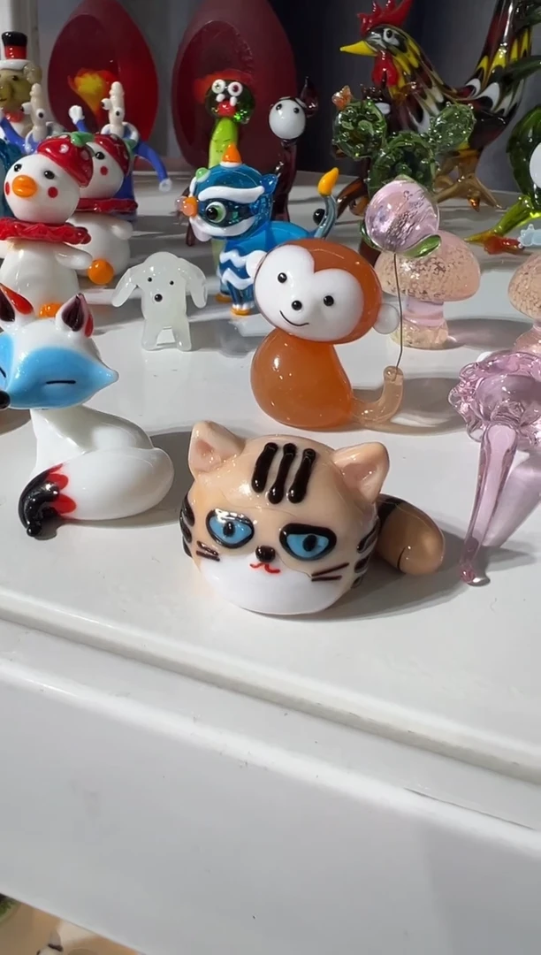 手工艺品琉璃果*兔微瑕大脸猫