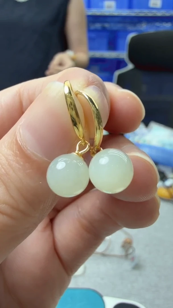 和田玉未镶嵌耳饰356秒拍号假一罚十