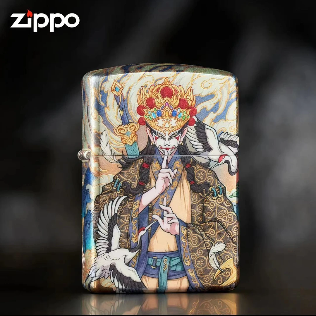 ZIPPO打火机【白鹤童子】增损二将古法烫金正品盔甲防风送礼DYJ1