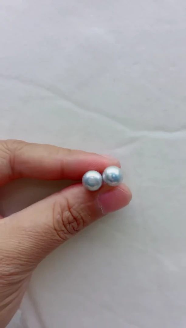 银S925镶嵌淡水珍珠耳钉多样性发其一，非无暇