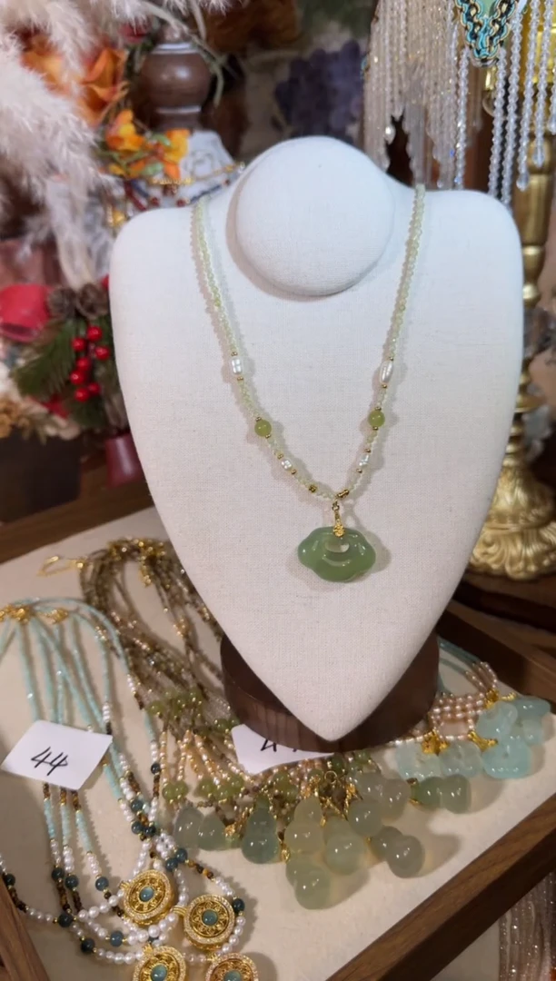 未镶嵌项链玛瑙/玉髓绿祥云 045