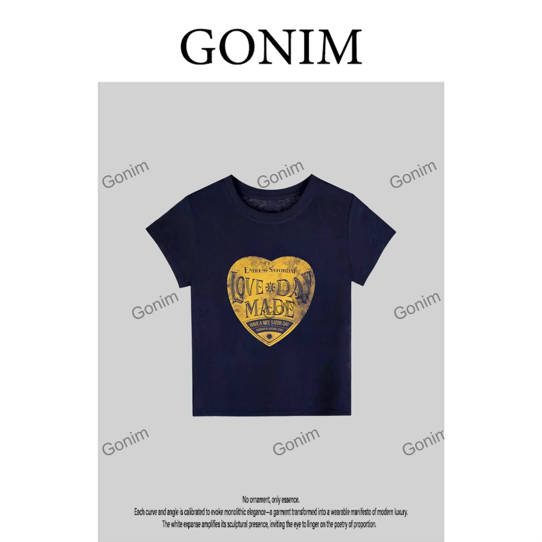 Gonim·"橘子爱心"2025夏季新款时尚百搭上衣打底衫短袖t恤女