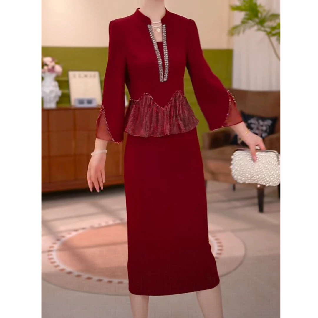 曼芬女装JG-25530新款2025年秋季时尚气质优雅显瘦连衣裙 M-4XL