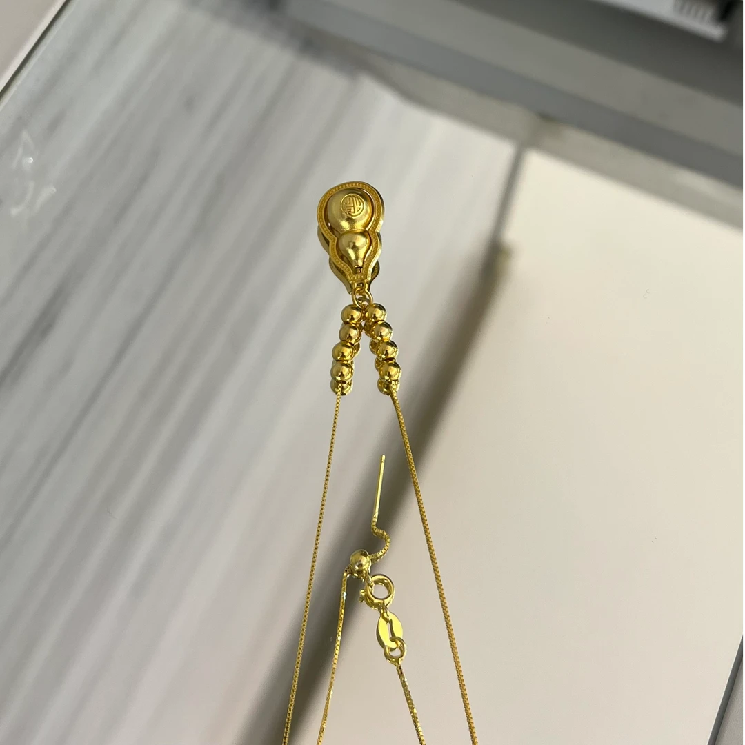 坠链均925银 凤仪珠宝】银S925葫芦项链精致气质时尚百搭轻奢金色