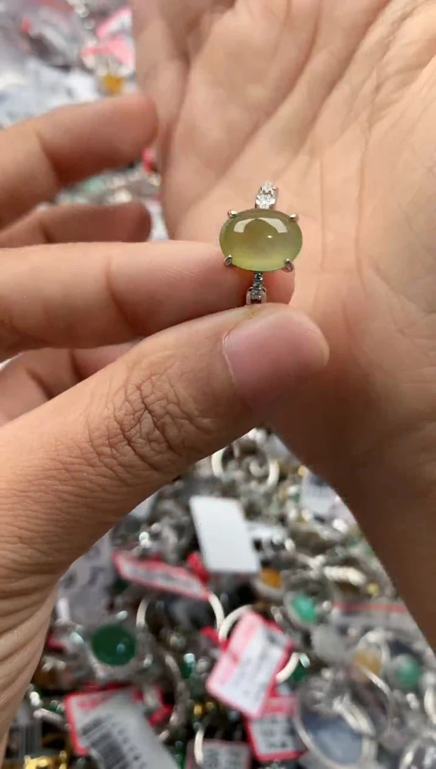 银S925镶嵌戒指翡翠444             8
