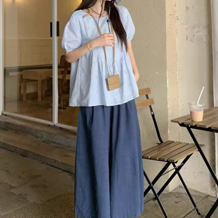 5789大码女装韩版镂空刺绣上衣
