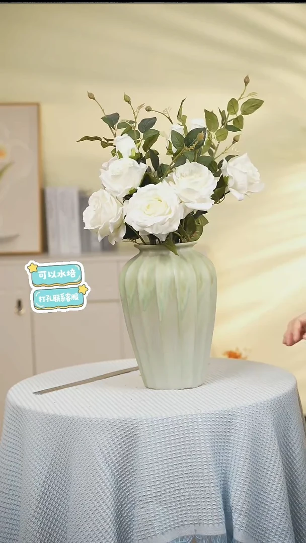 绿野仙踪八角瓶景德镇高端陶瓷花瓶家居水培插花瓶