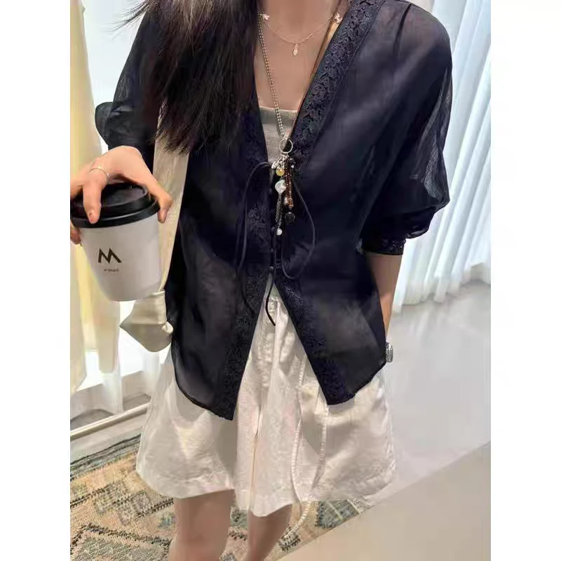 P&C studio 蕾丝拼接麻质防晒衣小外套