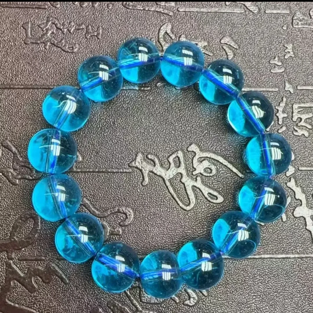 玄冰珠——冰波蓝圆珠串珠DIY手串无礼盒卡14mm-L081
