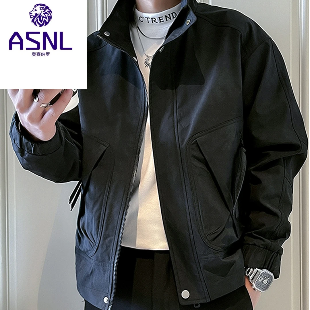 2025新款男士立领外套潮牌痞帅春秋季休闲工装高级感夹克美式衣服