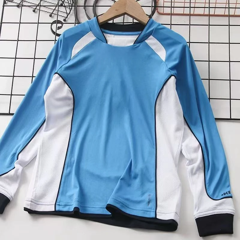 儿童撞色速干运动长袖T恤5659