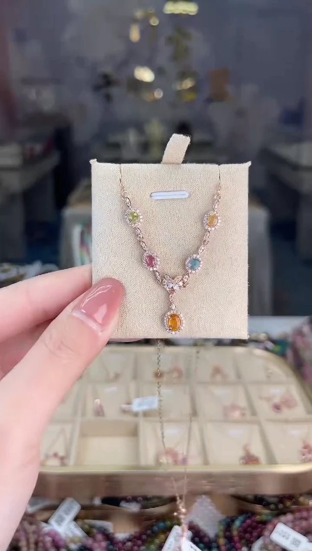 【闪购商品】碧玺/银S925镶嵌碧玺项链多样性发货