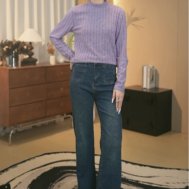 女士风柔棉长袖T恤打底衫舒适修身上衣长YMD-8099