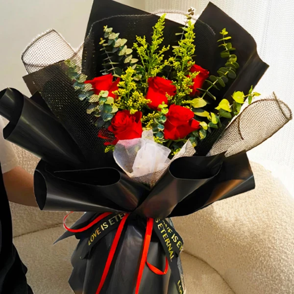 「红玫恋歌」6朵红玫瑰鲜花束