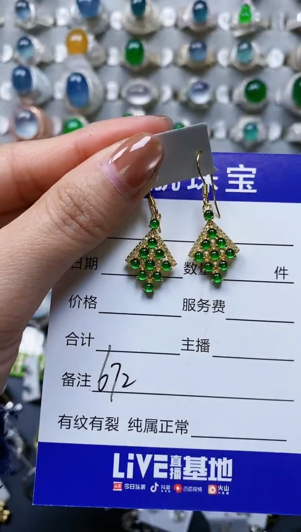 【闪购商品】翡翠耳饰银S925镶嵌0672