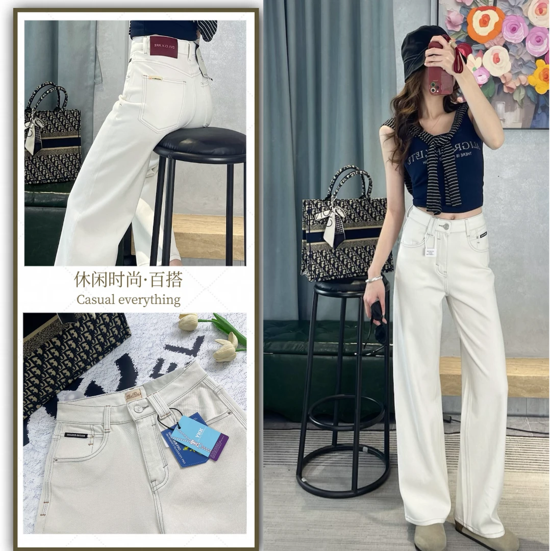 深圳南油高品质《超模小腰精》PS换腿术春款上新中高腰显瘦阔腿裤