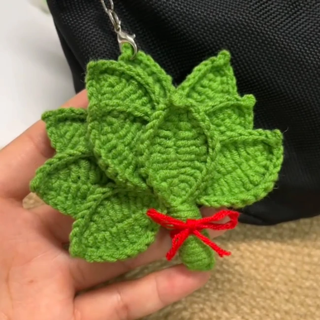 超可爱diy柚子叶毛绒挂件钥匙扣编织挂绳书包挂饰