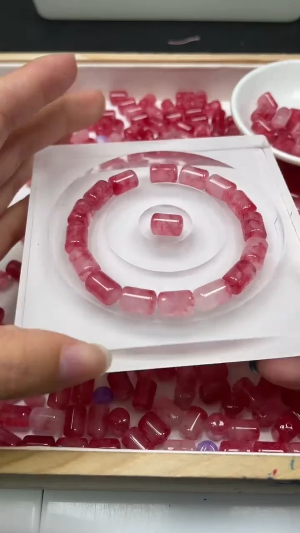 未镶嵌散珠碧玺D880 红碧玺桶珠8*12mm10个9.9元