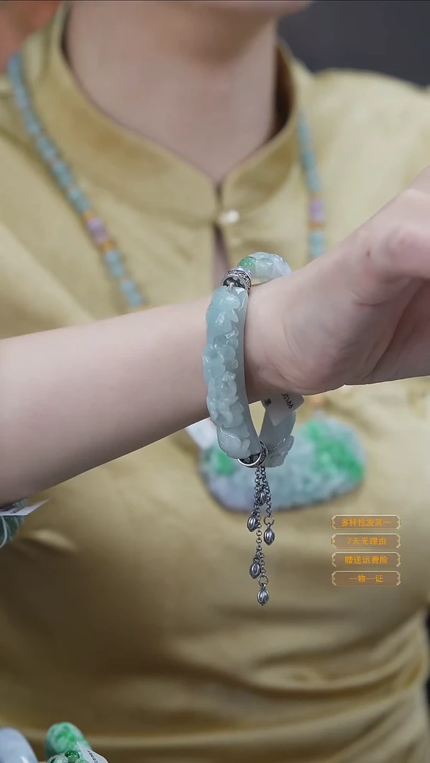 银S925镶嵌手链翡翠45