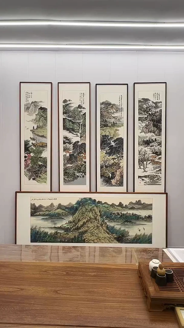国画隗寿群 220*80 千里江山图  山水
