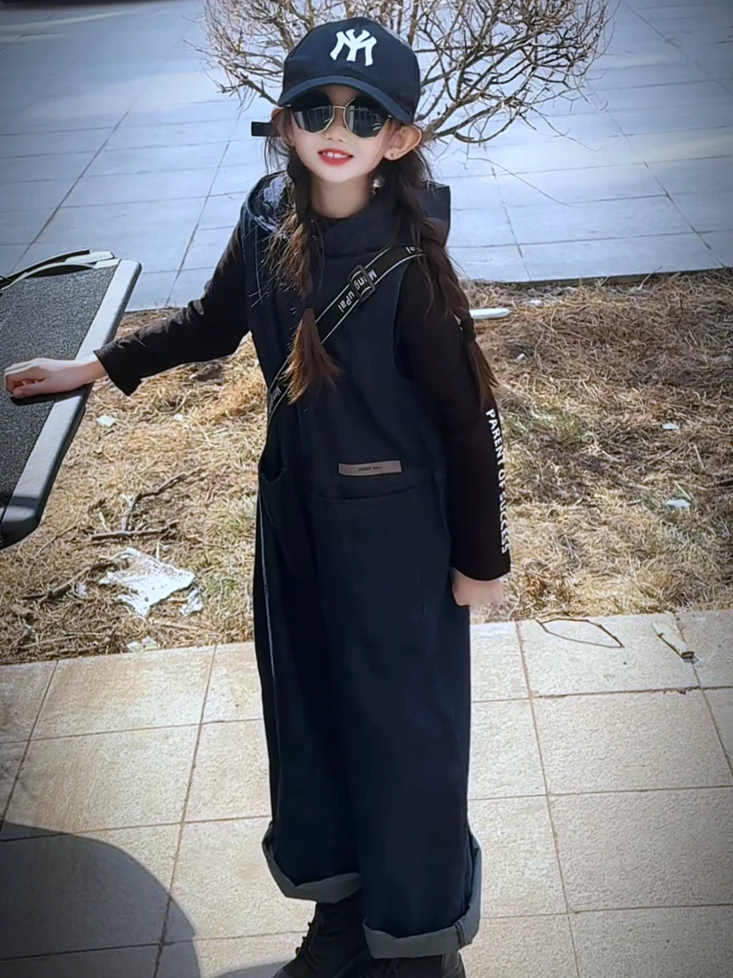 女童2025春裤子韩版无袖背心连体裤背带裤宽松显瘦阔腿长裤打底衫