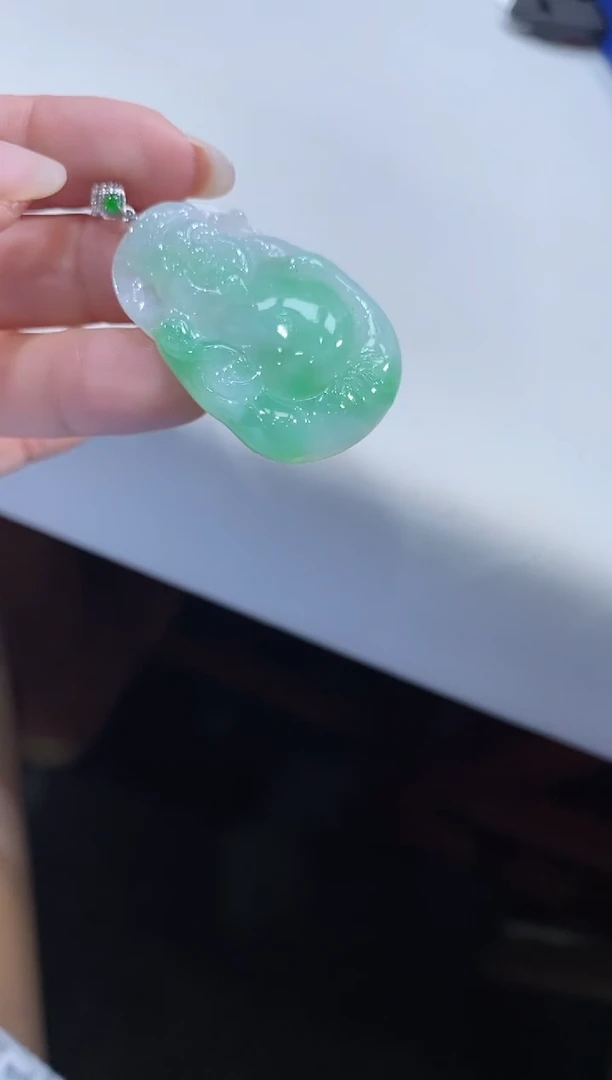 翡翠18K金镶嵌吊坠(不含链)财爷爷