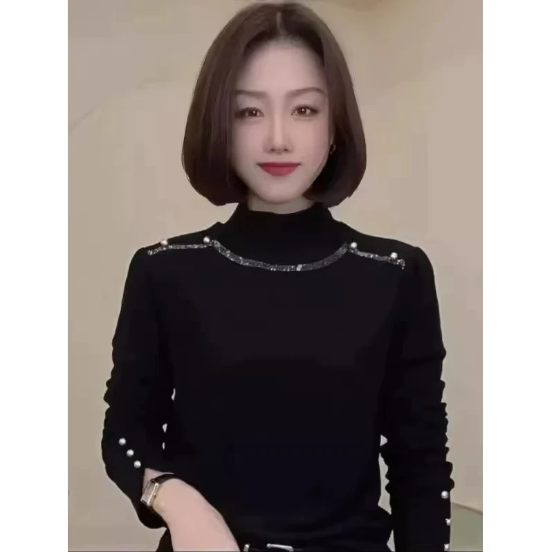 【撤柜断码甩】M1263春秋时尚百搭气质长袖保暖打底衫显瘦上衣女