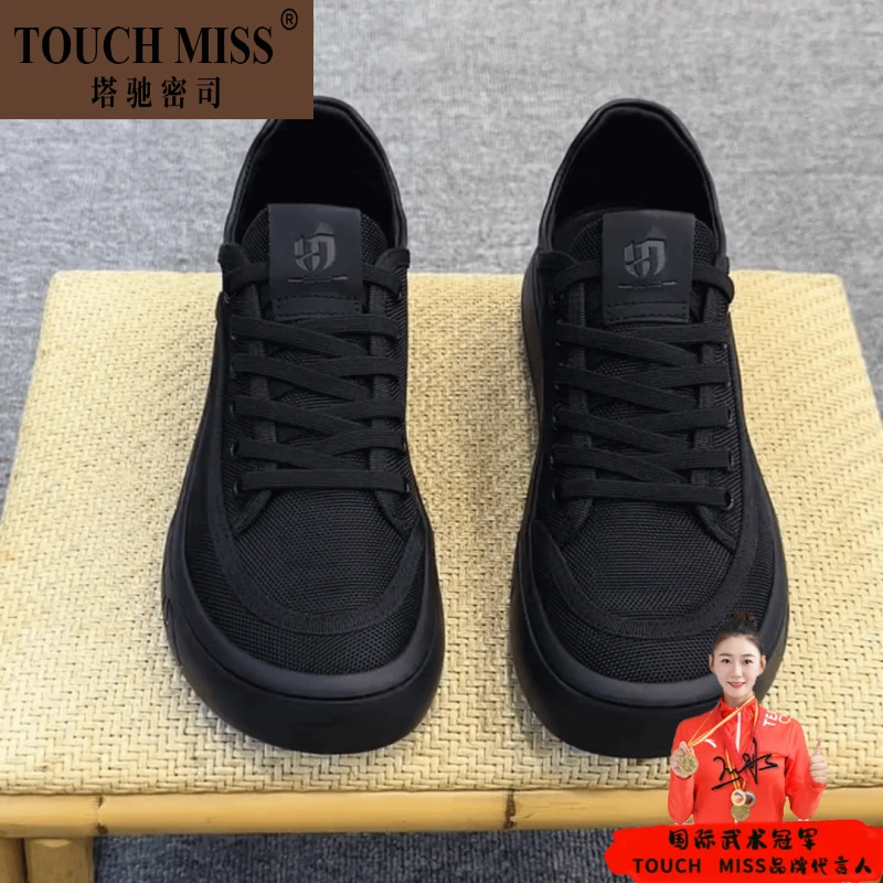 TOUCH MISS977628新款休闲运动板鞋低帮士圆头超轻厚底净色莱卡透