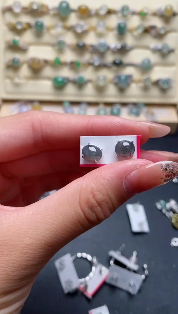 银S925镶嵌戒指翡翠77777+8