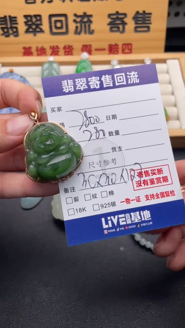 颈饰18K金镶嵌和田玉10147009